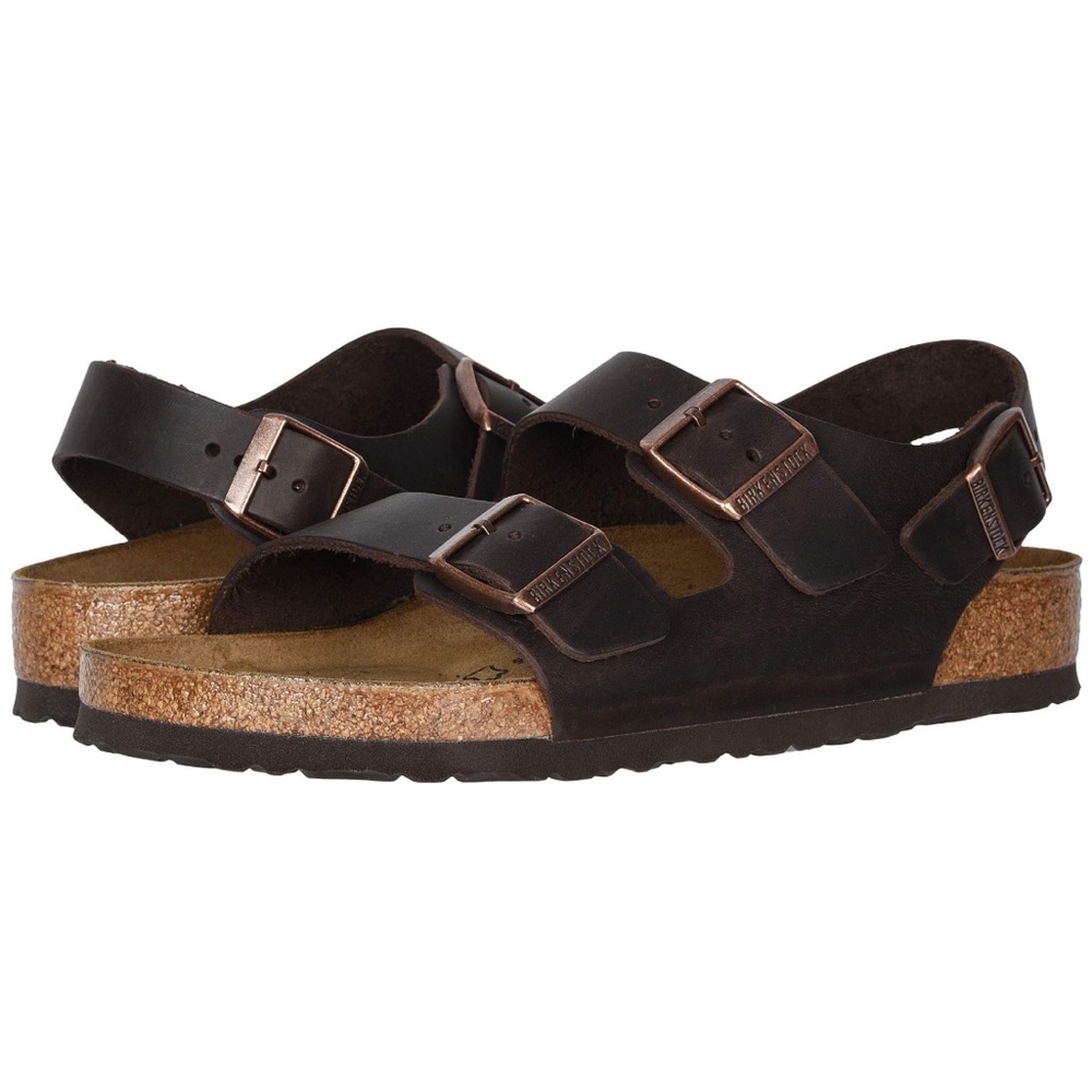 Birkenstock Milano Sandals EU 37 (unisex) Oiled Leather Soft Footbed (Brown)
